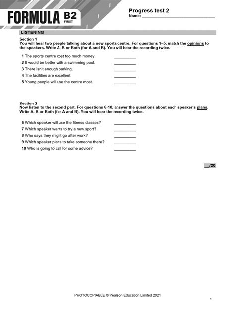 Formula B2 Progress Test 2 Pdf