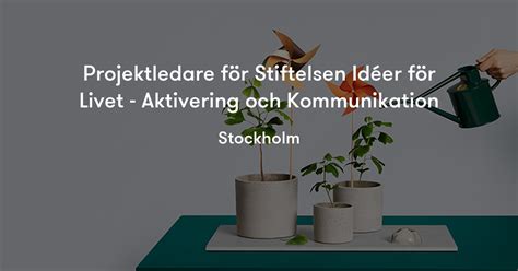 Projektledare för Stiftelsen Idéer för Livet Aktivering och