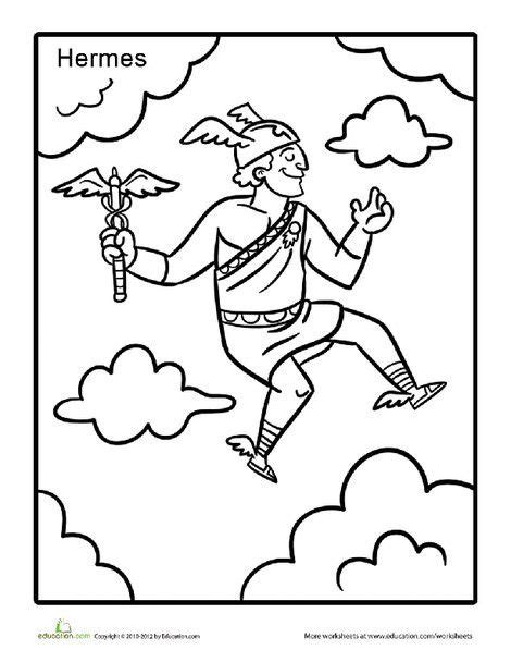 Second Grade Coloring Worksheets Greek God Hermes Coloring Page