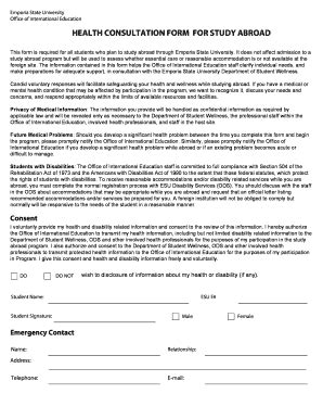 Fillable Online Emporia Health Consultation Form Emporia State