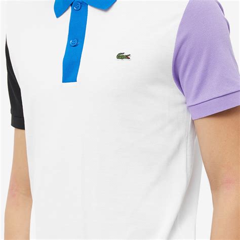 Lacoste Colour Block Polo White Black Neva Lilac END US