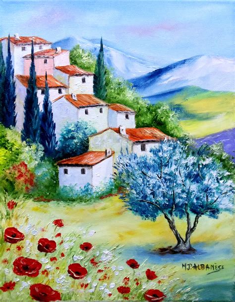 Le hameau du soleil tableau de Provence Peinture à l huile au