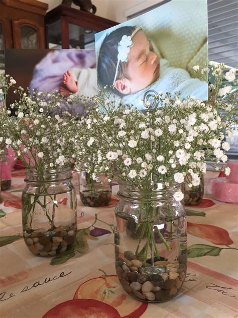 Rustic Mason Jar Centerpieces, Baptism Decorations Girl Baptism ...