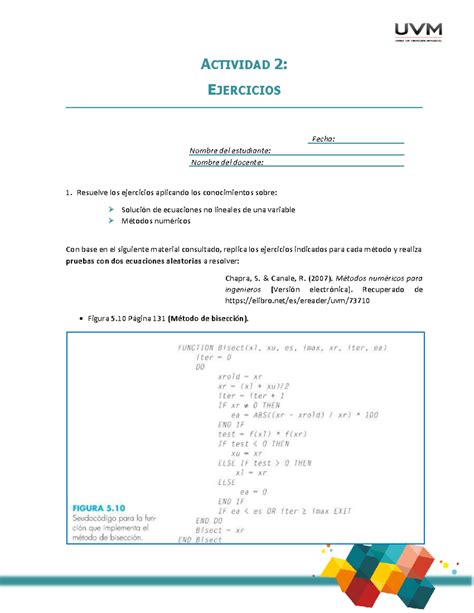 A M Todos N Actividad Ejercicios Fecha Nombre Del Estudiante