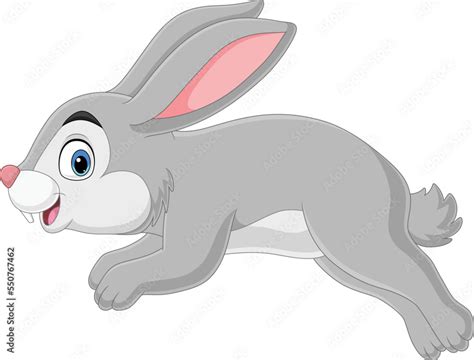 Cartoon funny rabbit running on white background Stock Vector | Adobe Stock