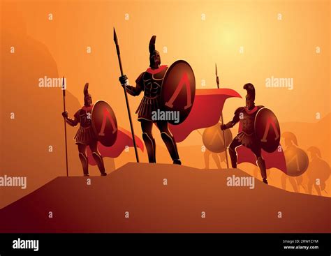 Vector Illustration Of The Famous Three Hundred Spartans Getting Ready