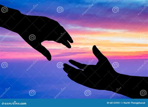 Hand Silhouette On Fire Orange Color Background Royalty Free Stock