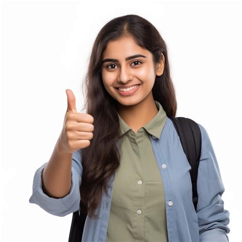 Premium Photo Indian Girl Showing Thumb Ups With Confident