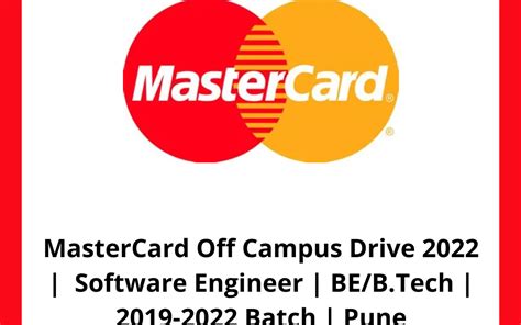 MasterCard Off Campus Drive 2022 Software Engineer BE B Tech 2019