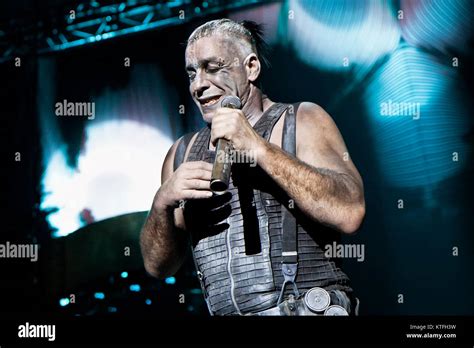 Rammstein, the German industrial metal band, performs a live concert at Vallhall Arena in Oslo ...