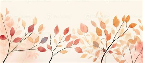 Fall Colors Watercolor Background with Leaves and Branch AI Generated ...