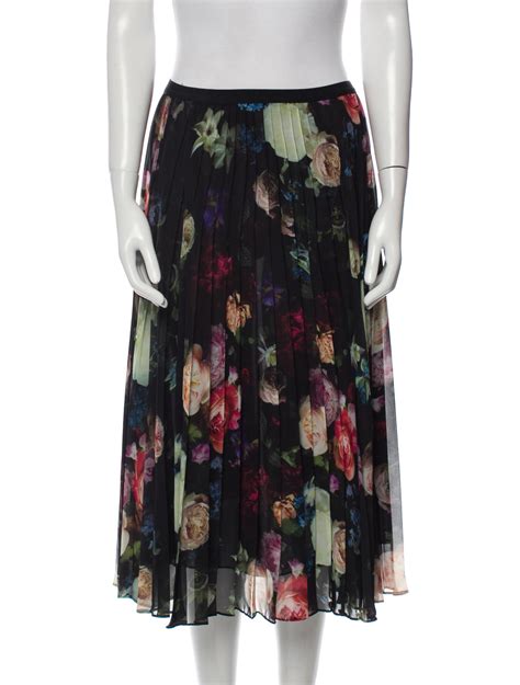 Adam Lippes Floral Print Knee Length Skirt Black Skirts Clothing