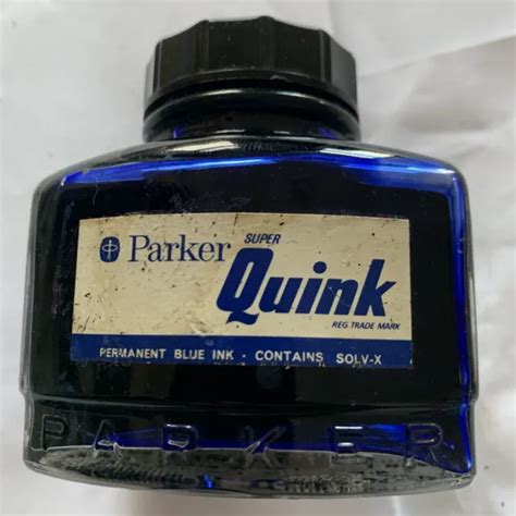 Vintage Parker Quink Ink Glass Bottle Fl Oz Lovely Blue Ink Bottle