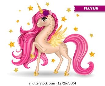 D Pony Unicorn Character Big Eyes Stock Vector Royalty Free