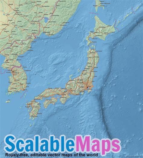 Scalablemaps Vector Map Of Japan Shaded Relief Raster