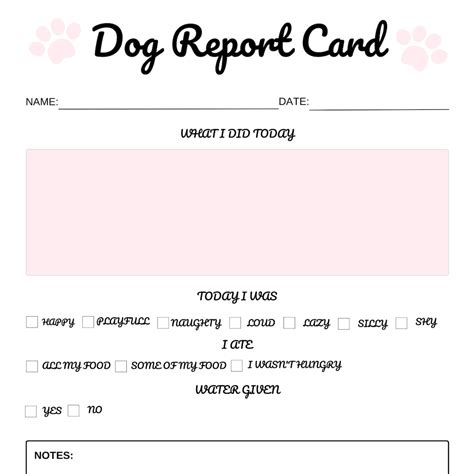 Printable Dog Report Card Canva Template Personalizable Etsy