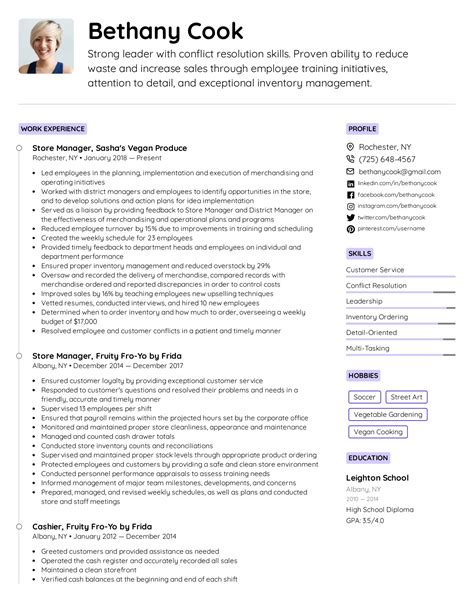 Store Manager Resume Example Writing Tips For