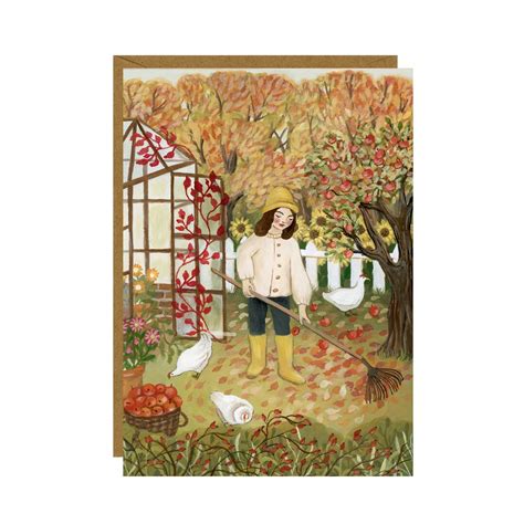 Falling Apples Postcards Autumnal Card Golden Autumn Art - Etsy