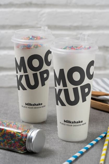 Premium Psd Delicious Milkshake Beverage In Plastic Cup