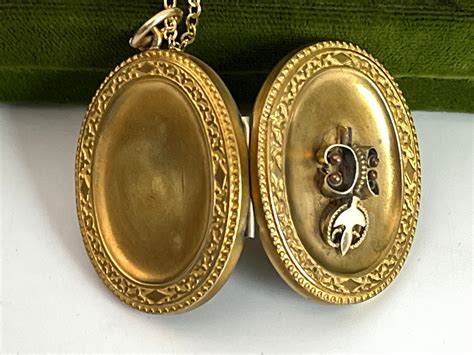 Antique Etruscan Revival Locket Ornate Oval W K Gold Filled Etsy