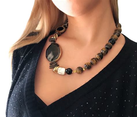 Collana Pietre Dure Collana Maxy Girocollo Regalo Per Lei Etsy Italia