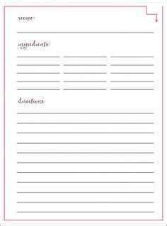 Free Printable X Recipe Sheets