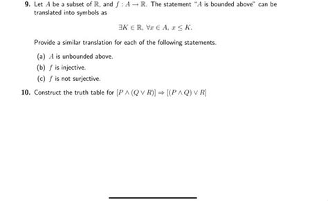 Solved Let A Be A Subset Of R And F Ar The Statement A Chegg