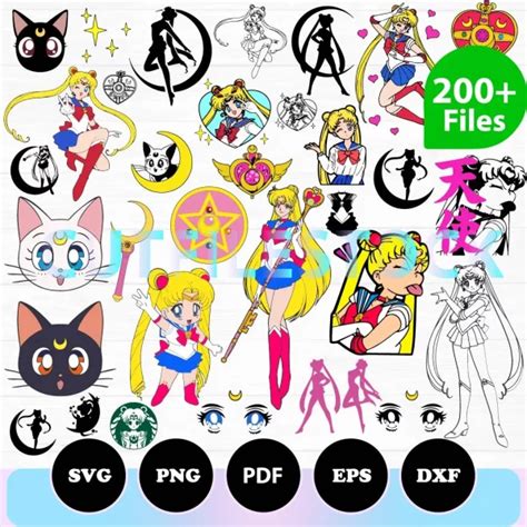 Sailor Moon SVG PNG Files 200 Sailor Moon SVG Mega Bundle Vector