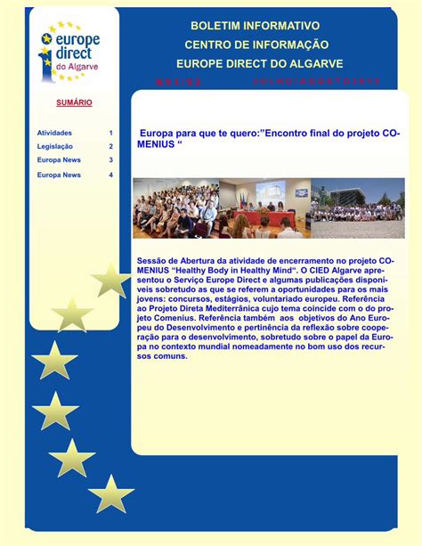 Pdf Boletim Informativo Centro De Informa O Europe Actividades