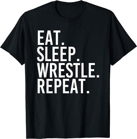 Eat Sleep Wrestle Repeat Funny Distressed Wrestling Wrestler T Shirt