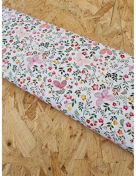 Voile De Coton Papillon Rose Au M Tre Vente De Tissu En Coton Imprim S