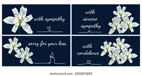 Sympathy Cards Horizontal Cards Lilies Condolence Stock Vector Royalty