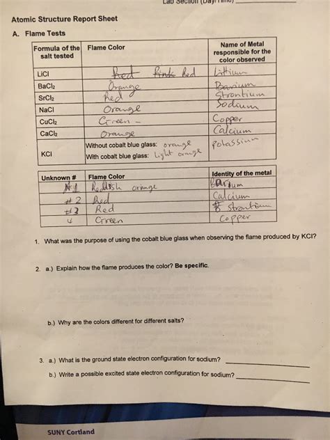 Flame Test Lab Answers Slidesharetrick