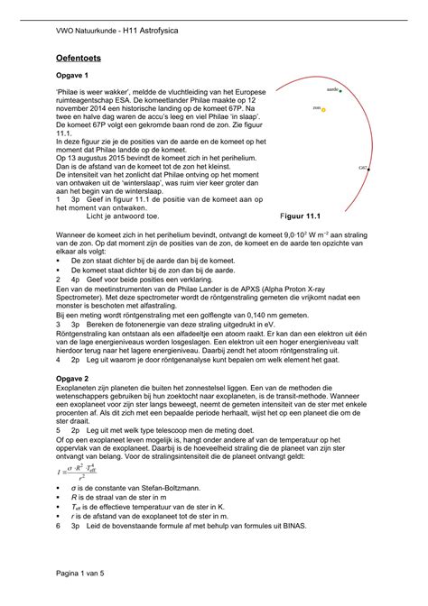 VWO Natuurkunde H11 ASTROFYSICA Oefentoets Met Antwoorden