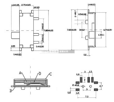 Mini 7 broches On Off 1P2T SPDT MSK 12C02 SMD interrupteur à bascule