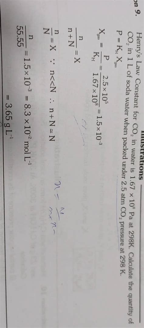 9 Henry S Law Constant For Co2 In Water Is 1 67×108 Pa At 298 K Calcul