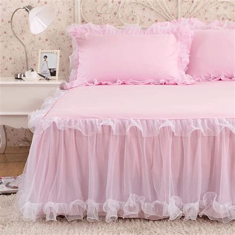 1 Piece Luxury Rufflled Bedspread Romantic Lace Bed Skirt Bed Sheet