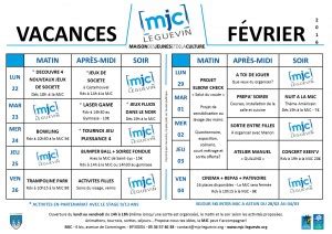 Programme Des Vacances De F Vrier Mjc De Leguevin Maison Des