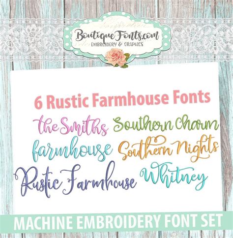 6 Farmhouse Embroidery Font Set Rustic Font Instant Download Etsy