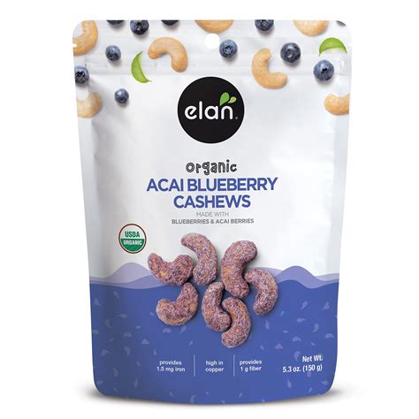 Elan Organic Acai Blueberry MMF7 Cashews 5 3 Oz Non GMO Vegan