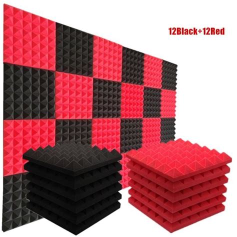 Black Red Mousse Acoustique Pour Studio Pi Ces X X Cm