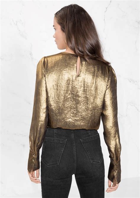 And Other Stories Image 3 Of Metallic Satin Blouse In Gold Fashion