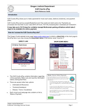 Fillable Online Oregon Judicial Department OJD Courts EPay Online