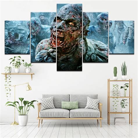 Canvas Painting zombie the walking dead 5 Pieces Wall Art Painting ...