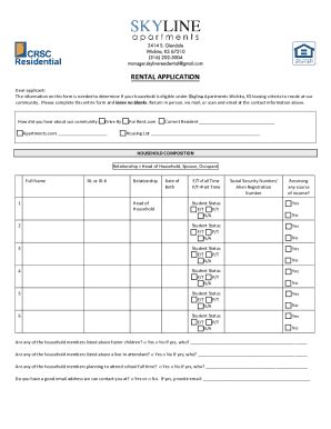 Fillable Online RENTAL APPLICATION Skyline Apartments Fax Email Print