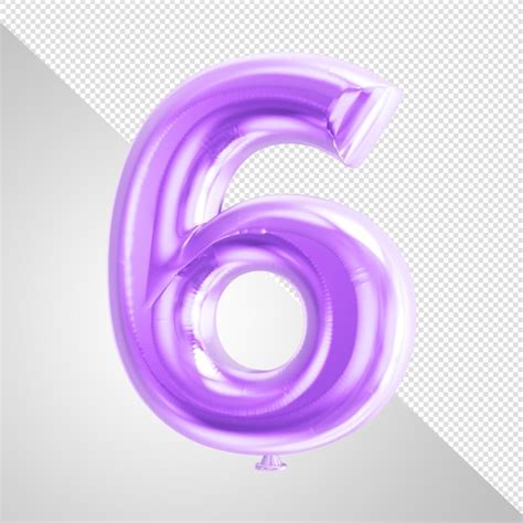 Premium Psd A Purple Balloon With The Number 6 In The Middle