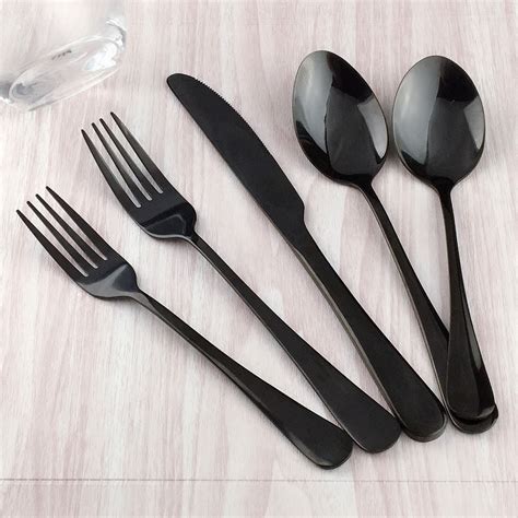 Mirror Black Flatware Set Stainless Steel Cutlery Dining