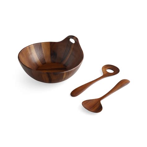 Portables Wood Salad Bowl W Servers