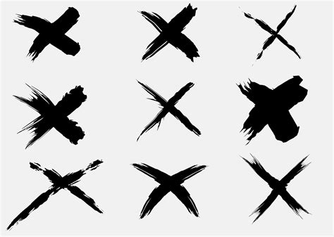 Vector set X black mark. Cross sign graphic symbol. Grunge X mark ...