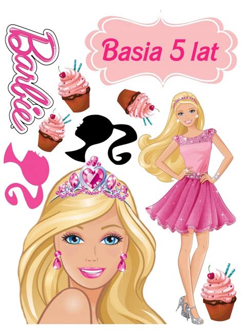 Wydruk masa cukrowa na tort BARBIE imię wiek 12778983752 Allegro pl